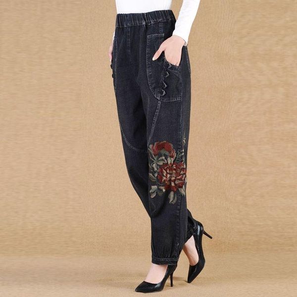 women jeans high waist loose harem pants 2021 spring autumn vintage embroidery casual female trousers large size mom long women's, Blue
women jeans high waist loose harem pants 2021 spring autumn vintage embroidery casual female trousers large size mom long women's, Blue