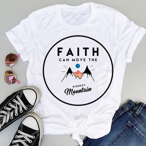 cartoon faith letter trend women t shirt style cute fashion print graphic summer short sleeve female clothes tees, White 
cartoon faith letter trend women t shirt style cute fashion print graphic summer short sleeve female clothes tees, White