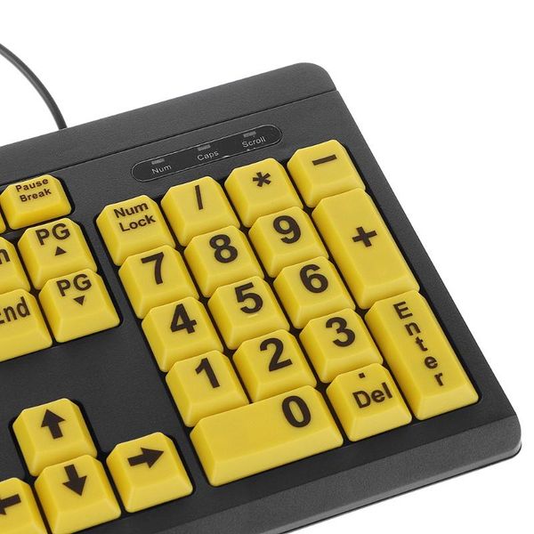 keyboards big black letter print yellow button usb wired keyboard for elderly & low vision
keyboards big black letter print yellow button usb wired keyboard for elderly & low vision
