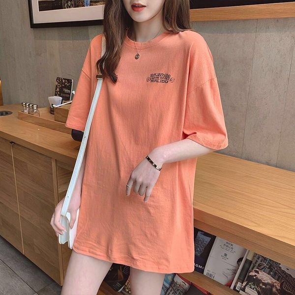 100% cotton short sleeve t-shirt female 2021 spring and summer korean loose large women's medium long student top, White
100% cotton short sleeve t-shirt female 2021 spring and summer korean loose large women's medium long student top, White