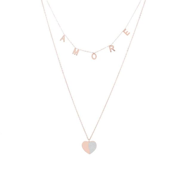 pendant necklaces bohemia crystal heart necklace double layer chain amore letters chokers for women stainless steel jewelry 2021, Silver
pendant necklaces bohemia crystal heart necklace double layer chain amore letters chokers for women stainless steel jewelry 2021, Silver