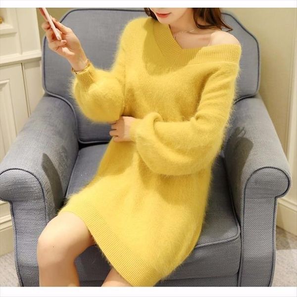 autumn winter imitation mink womens dresses cashmere long sleeves sweater v neck casual slim knit vestidos g683, Black;gray
autumn winter imitation mink womens dresses cashmere long sleeves sweater v neck casual slim knit vestidos g683, Black;gray