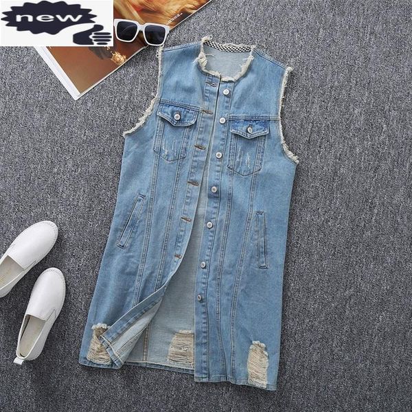 women's vests casual womens medium length denim summer brand korean single breasted hole ripped pockets female waistcoats plus size, Black;white
women's vests casual womens medium length denim summer brand korean single breasted hole ripped pockets female waistcoats plus size, Black;white