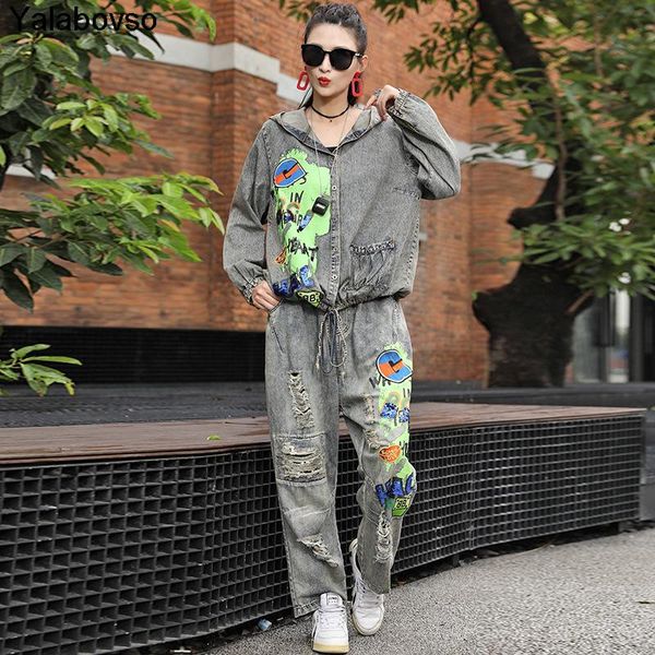 women's tracksuits casual denim jacket set for women 2021 spring and autumn fashion embroidered hooded jeans two-piece cowboy suits fem, Gray
women's tracksuits casual denim jacket set for women 2021 spring and autumn fashion embroidered hooded jeans two-piece cowboy suits fem, Gray
