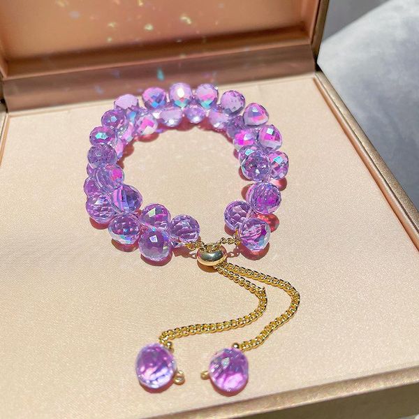 link, chain origin summer sweet fashion purple transparent crystal beaded bracelets for women fairy adjustable round jewelry, Black
link, chain origin summer sweet fashion purple transparent crystal beaded bracelets for women fairy adjustable round jewelry, Black