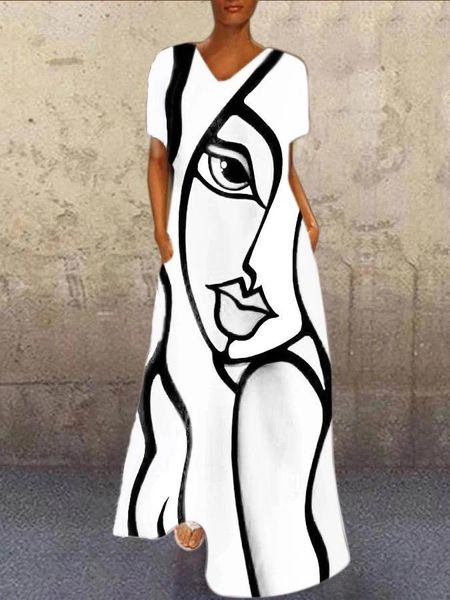 casual dresses fashion print party dress summer women short sleeve v-neck maxi with pockets robe femme loose vestidos 2021, Black;gray
casual dresses fashion print party dress summer women short sleeve v-neck maxi with pockets robe femme loose vestidos 2021, Black;gray