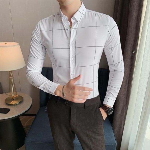 men's casual shirts plus size 4xl- autumn long sleeve plaid shirt men clothing 2021 simple slim fit business formal wear chemise homme, White;black
men's casual shirts plus size 4xl- autumn long sleeve plaid shirt men clothing 2021 simple slim fit business formal wear chemise homme, White;black