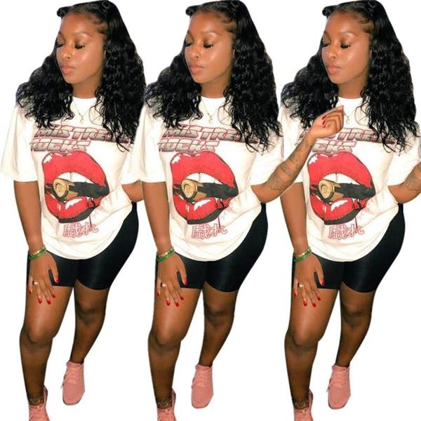 women's t-shirt white o neck lip print t short casual lady fashion women young party sheath
women's t-shirt white o neck lip print t short casual lady fashion women young party sheath