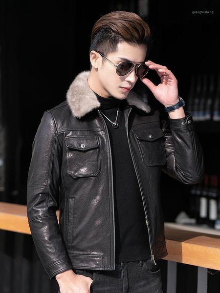 men's leather & faux genuine clothes male sheep vintage collar down jacket coat, Black
men's leather & faux genuine clothes male sheep vintage collar down jacket coat, Black