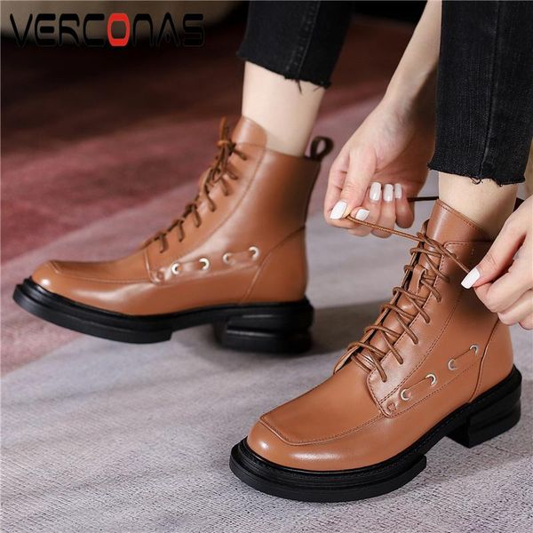 boots verconas retro fashion autumn women ankle lace-up genuine leather round toe thick heels shoes woman casual, Black
boots verconas retro fashion autumn women ankle lace-up genuine leather round toe thick heels shoes woman casual, Black