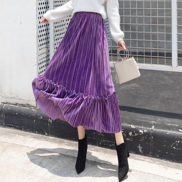 skirts 2021 fashion autumn women gold velvet skirt long pleated womens saias midi faldas vintage, Black
skirts 2021 fashion autumn women gold velvet skirt long pleated womens saias midi faldas vintage, Black