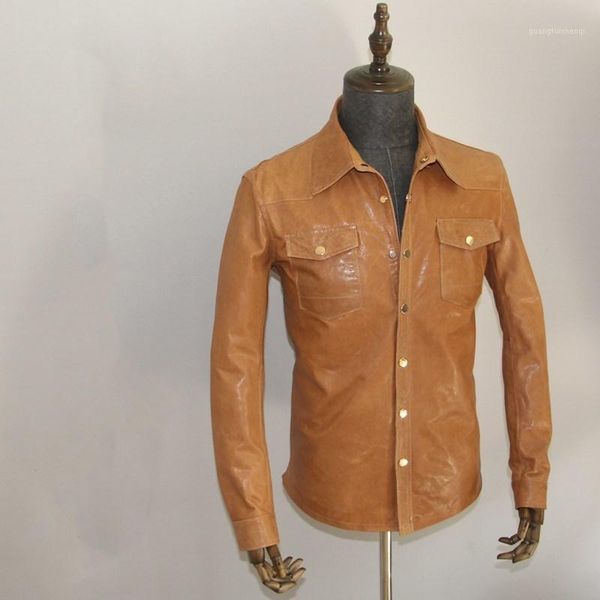 men's leather & faux 2021 light brown men casual single breasted plus size 5xl genuine thin sheepskin spring slim fit shirt, Black
men's leather & faux 2021 light brown men casual single breasted plus size 5xl genuine thin sheepskin spring slim fit shirt, Black
