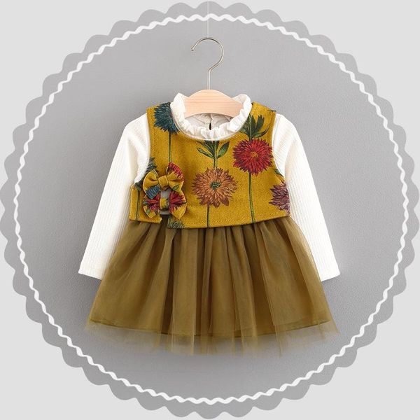 autumn baby long sleeve ruffles neck patchwork mesh pleated dress + bow waistcoat girls 2pcs party clothes vestidos girl's dresses, Red;yellow
autumn baby long sleeve ruffles neck patchwork mesh pleated dress + bow waistcoat girls 2pcs party clothes vestidos girl's dresses, Red;yellow