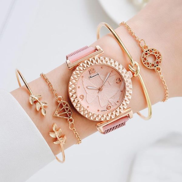 wristwatches fashion 5pcs set bracelet watch for women magnetic buckle butterfly pattern elegant pink ladies wrist relogio feminino, Slivery;brown
wristwatches fashion 5pcs set bracelet watch for women magnetic buckle butterfly pattern elegant pink ladies wrist relogio feminino, Slivery;brown