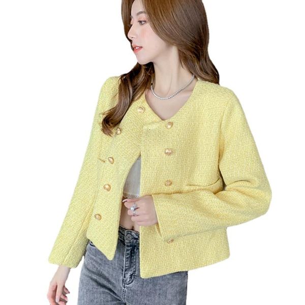 women's jackets tweed blazer jacket women o-neck long sleeve double breasted vintage slim coat korean chic outerwear spring autumn, Black;brown
women's jackets tweed blazer jacket women o-neck long sleeve double breasted vintage slim coat korean chic outerwear spring autumn, Black;brown
