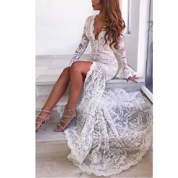 party dresses cocktail deep v lace split fishtail skirt gown suitable for formal partie prom evening robe de soire mariage, White;black
party dresses cocktail deep v lace split fishtail skirt gown suitable for formal partie prom evening robe de soire mariage, White;black