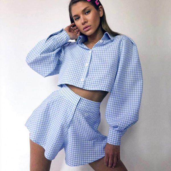 women's tracksuits casual y2k plaid suit lantern sleeve turndown collar single breasted crop high waist loose shorts summer women 2 pie, Gray
women's tracksuits casual y2k plaid suit lantern sleeve turndown collar single breasted crop high waist loose shorts summer women 2 pie, Gray