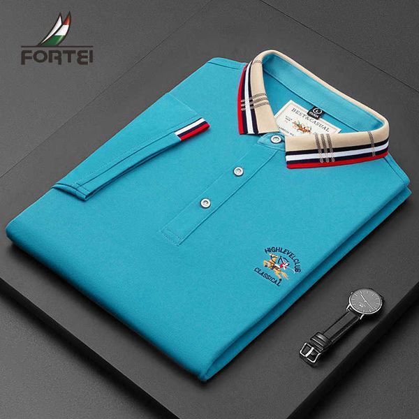 men's rich collar 2021 summer leisure embroidery short sleeve fit thin cotton busins polo shirt, White;black
men's rich collar 2021 summer leisure embroidery short sleeve fit thin cotton busins polo shirt, White;black