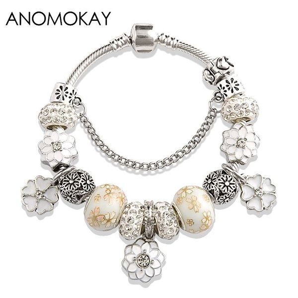 european & american trendy white leaf flower charm bracelet enamel plant bead bracelets diy jewelry for women girl gift, Golden;silver
european & american trendy white leaf flower charm bracelet enamel plant bead bracelets diy jewelry for women girl gift, Golden;silver
