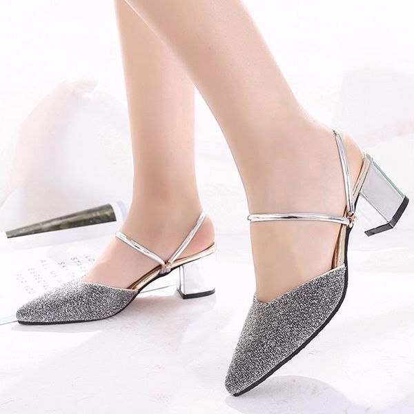 slippers plus size 35-43 summer women pointed toe woman sandals high heels square heeled silver slides outside 6571, Black
slippers plus size 35-43 summer women pointed toe woman sandals high heels square heeled silver slides outside 6571, Black