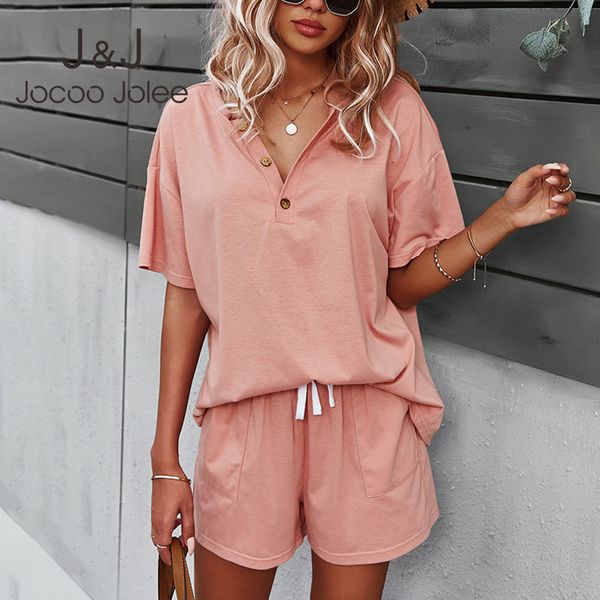 jocoo jolee women summer elastic waist casual solid two piece sets loose botton and basic pants o-neck tee sport style 210518, White
jocoo jolee women summer elastic waist casual solid two piece sets loose botton and basic pants o-neck tee sport style 210518, White