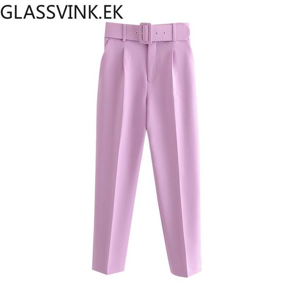 women 2021 chic fashion high waist with belt pants vintage zipper pockets office wear female ankle trousers mujer women's & capris, Black;white
women 2021 chic fashion high waist with belt pants vintage zipper pockets office wear female ankle trousers mujer women's & capris, Black;white