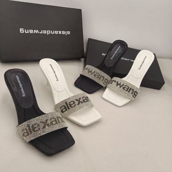 aw big wang's square diamond slippers women's net infrared wear middle heel thin heel high heel slippers sandals women, Black
aw big wang's square diamond slippers women's net infrared wear middle heel thin heel high heel slippers sandals women, Black