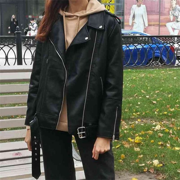 autumn female zipper outerwear women faux leather jacket casual loose soft pu motorcycle punk coat 210430, Black
autumn female zipper outerwear women faux leather jacket casual loose soft pu motorcycle punk coat 210430, Black