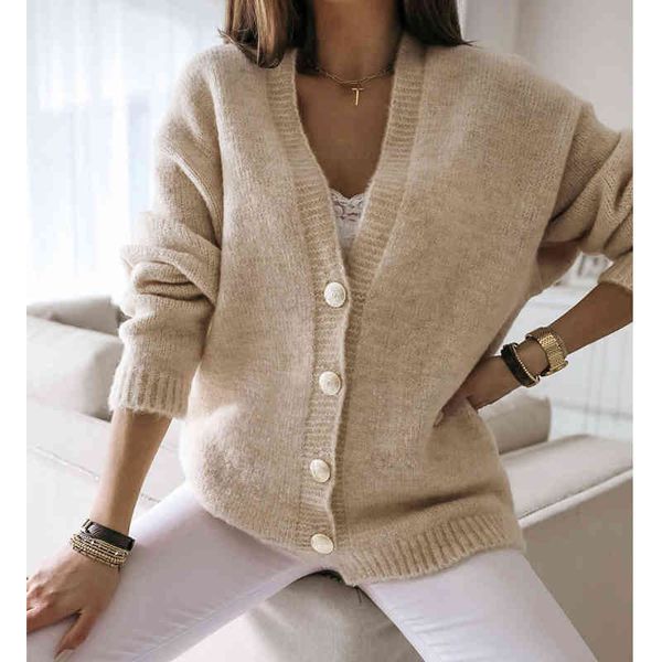 autumn winter loose sweaters women elegant v-neck long sleeve solid single breasted slim knitted cardigans office ladies outwear 210507, White
autumn winter loose sweaters women elegant v-neck long sleeve solid single breasted slim knitted cardigans office ladies outwear 210507, White