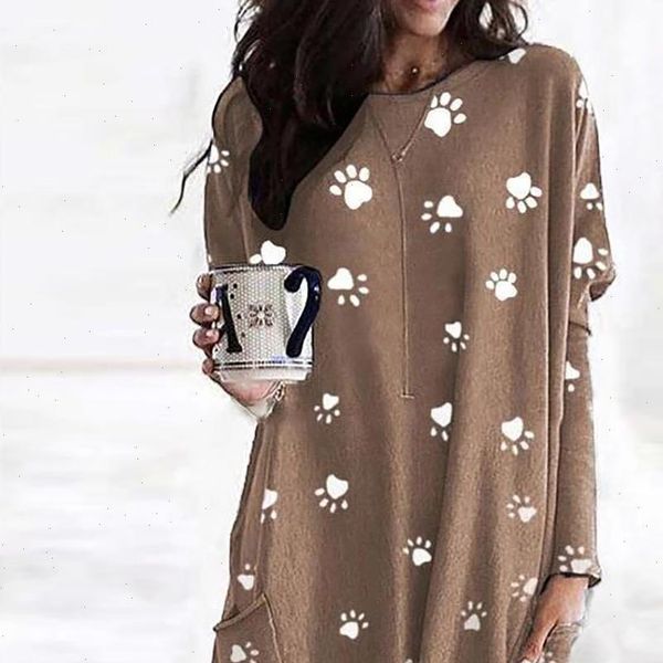 autumn stylish casual o neck women shirt paw print pockets tunic long blouse pullover drop, White
autumn stylish casual o neck women shirt paw print pockets tunic long blouse pullover drop, White
