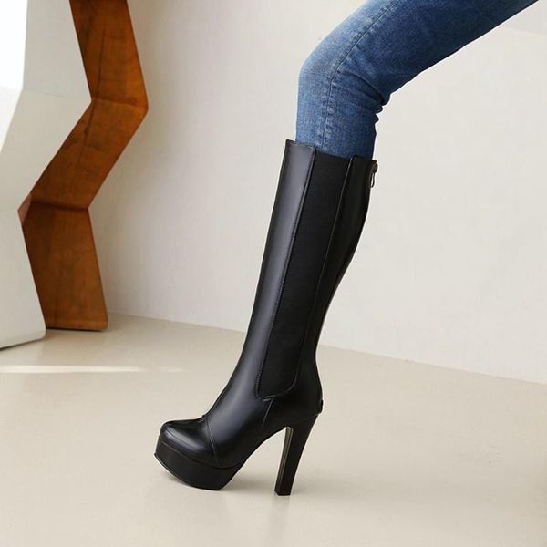 boots blxqpyt womens designer leather round toe zip knee high heels gothic shoes fashion super big size 50 702, Black
boots blxqpyt womens designer leather round toe zip knee high heels gothic shoes fashion super big size 50 702, Black