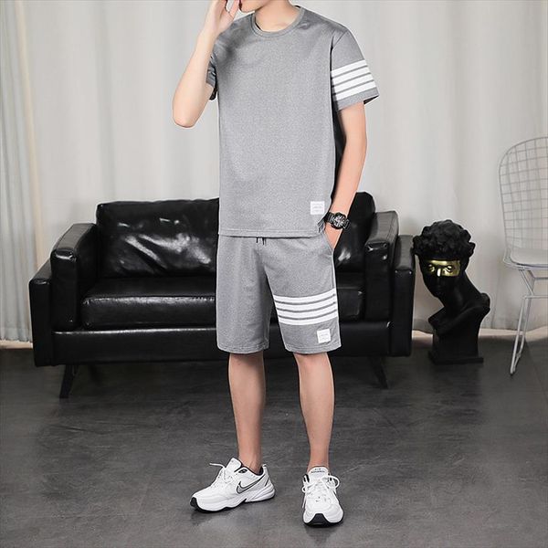 summer short sleeve suit mens tracksuit cool leisure sports outdoor running two piece loose pants fitness, Gray
summer short sleeve suit mens tracksuit cool leisure sports outdoor running two piece loose pants fitness, Gray