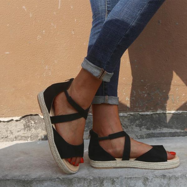 women sandals plus size platform shoes for high heels summer flip flop chaussures femme sandal, Black