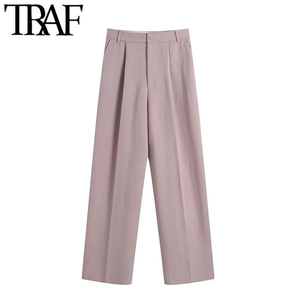 traf women fashion office wear side pockets straight pants vintage high waist zipper female trousers mujer 210415, Black;white
traf women fashion office wear side pockets straight pants vintage high waist zipper female trousers mujer 210415, Black;white