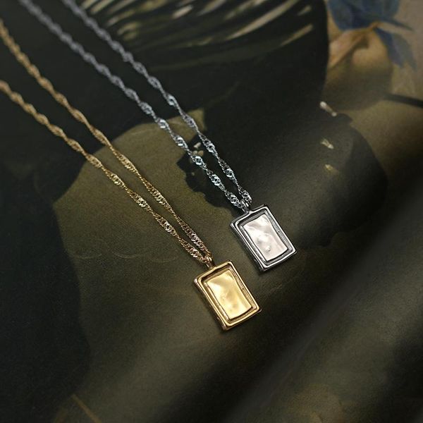chains vintage stainless steel square charm necklace gold plated tin foil water wave chain for women men jewelry gift, Silver
chains vintage stainless steel square charm necklace gold plated tin foil water wave chain for women men jewelry gift, Silver