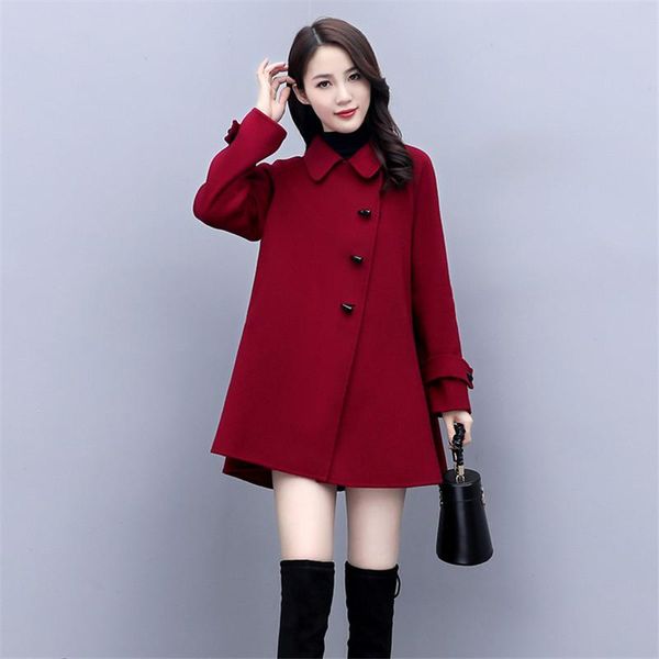 women's wool & blends fashion woolen coat women casual korean loose solid lapel blended jacket 2022 spring autumn ladies outerwear tide, Black
women's wool & blends fashion woolen coat women casual korean loose solid lapel blended jacket 2022 spring autumn ladies outerwear tide, Black