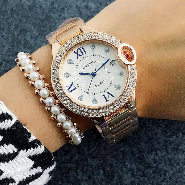 wristwatches brand contena watch women watches silver gold bracelet luxury diamonds ladies saat montre femme relogio feminino, Slivery;brown
wristwatches brand contena watch women watches silver gold bracelet luxury diamonds ladies saat montre femme relogio feminino, Slivery;brown
