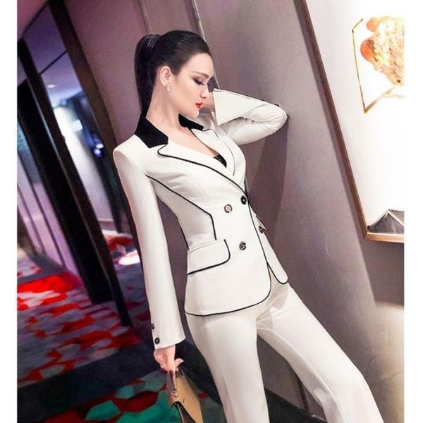 women's two piece pants 2021 spring autumn women office set female notched full sleeve blazers flare suit lady casual solid n206, White
women's two piece pants 2021 spring autumn women office set female notched full sleeve blazers flare suit lady casual solid n206, White