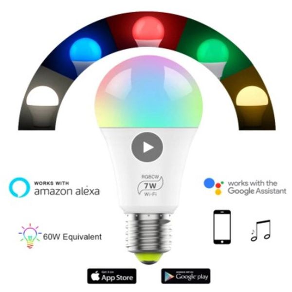 magic 7w e27 rgb wifi led smart bulb light wireless home automation lamp compatible with alexa google acceaasries control
magic 7w e27 rgb wifi led smart bulb light wireless home automation lamp compatible with alexa google acceaasries control