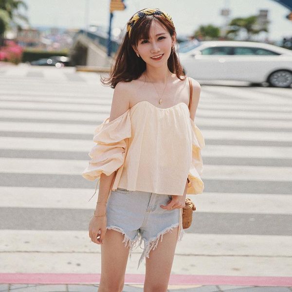 women's blouses & shirts french counter light chen xiaoying yellow stripe off shoulder small one word bra girl, White
women's blouses & shirts french counter light chen xiaoying yellow stripe off shoulder small one word bra girl, White