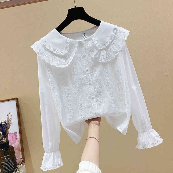 sweet cute peter pan collar single breasted flare sleeve shirt spring new solid women blouses 210421, White
sweet cute peter pan collar single breasted flare sleeve shirt spring new solid women blouses 210421, White