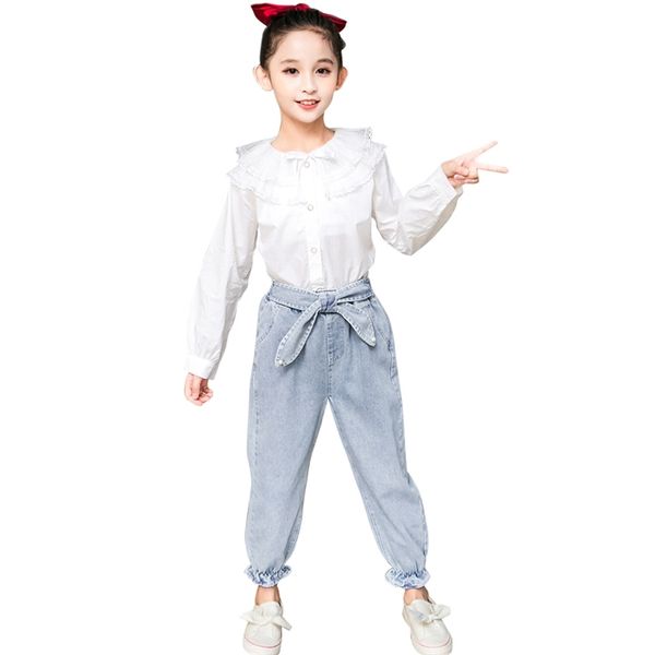 kids clothes girls blouse + jeans children's for casual style costumes pearls clothing 210528, White
kids clothes girls blouse + jeans children's for casual style costumes pearls clothing 210528, White