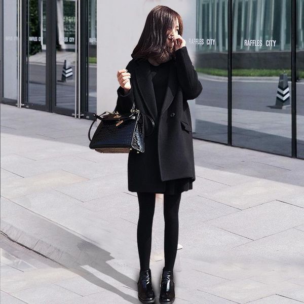 women's wool & blends 2021 women autumn winter loose casual cashmere suit jackets female short woolen coats ladies solid color warm out, Black
women's wool & blends 2021 women autumn winter loose casual cashmere suit jackets female short woolen coats ladies solid color warm out, Black