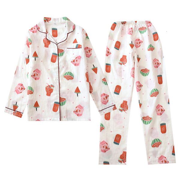 women's sleepwear cute cartoon watermelon printed ladies spring new gauze cotton pajamas set women loose thin full sleeve homewear, Black;red
women's sleepwear cute cartoon watermelon printed ladies spring new gauze cotton pajamas set women loose thin full sleeve homewear, Black;red