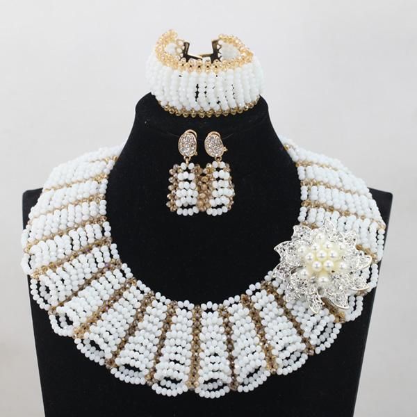 earrings & necklace handmade white african wedding chunky crystal beads jewelry set gold costume jewellery sets for brides qw778, Silver
earrings & necklace handmade white african wedding chunky crystal beads jewelry set gold costume jewellery sets for brides qw778, Silver