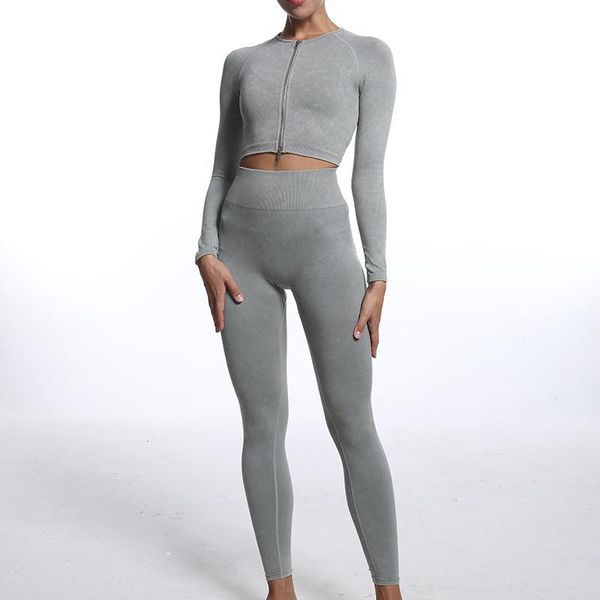 yoga outfit autumn and winter seamless sand washing body-building zipper long sleeve sports tight running pants set
yoga outfit autumn and winter seamless sand washing body-building zipper long sleeve sports tight running pants set