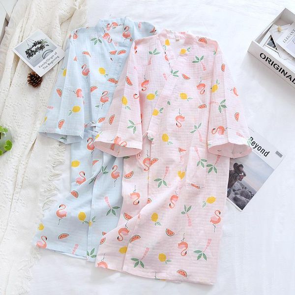 women's sleepwear spring/summer pajamas women cotton gauze fresh flamingo japanese kimono ladies robe loose comfort spa home bathrobe, Black;red
women's sleepwear spring/summer pajamas women cotton gauze fresh flamingo japanese kimono ladies robe loose comfort spa home bathrobe, Black;red