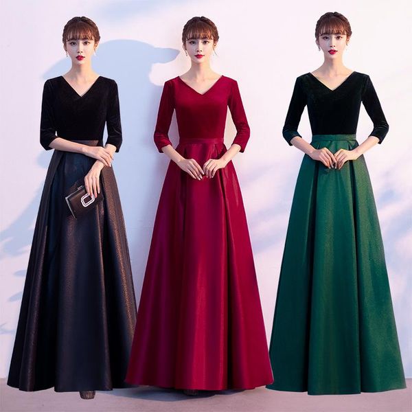ethnic clothing v-neck evening party dress slim long banquet velour-satin patchwork prom gowns elegant stgae show maxi, Red
ethnic clothing v-neck evening party dress slim long banquet velour-satin patchwork prom gowns elegant stgae show maxi, Red