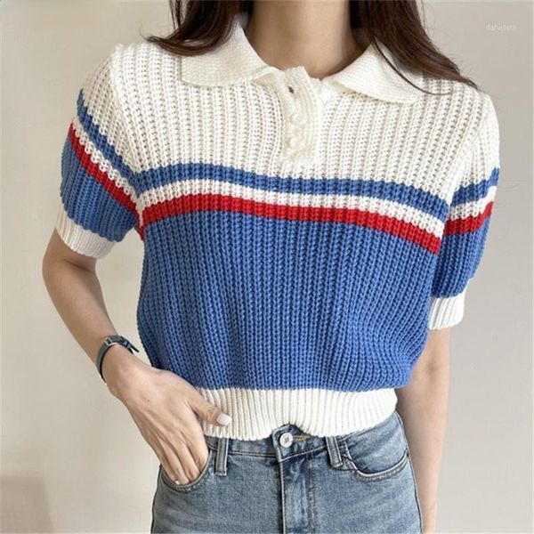 women's t-shirt 2021 summer striped knitted crop t shirt women short sleeve turn-down collar pullover casual fashion korean tees t-shi, White
women's t-shirt 2021 summer striped knitted crop t shirt women short sleeve turn-down collar pullover casual fashion korean tees t-shi, White