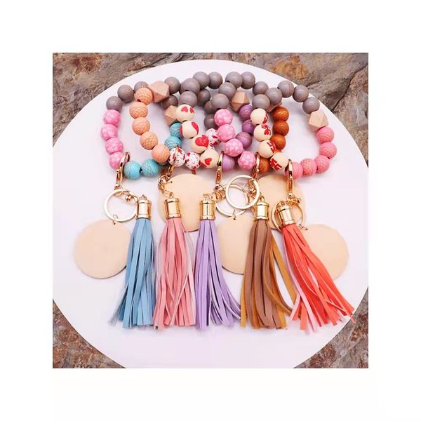 foreign trade wholesale love pattern valentine's day wooden bead keychain blank disc pu leather tassel bracelet, Silver
foreign trade wholesale love pattern valentine's day wooden bead keychain blank disc pu leather tassel bracelet, Silver